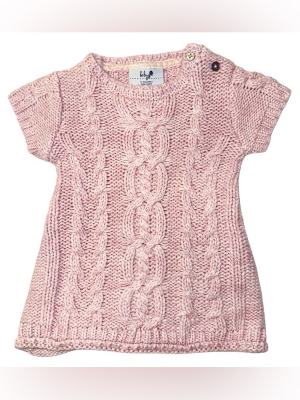 Infant Light Pink Short Sleeve Sweater Dress Size 6-12 Months